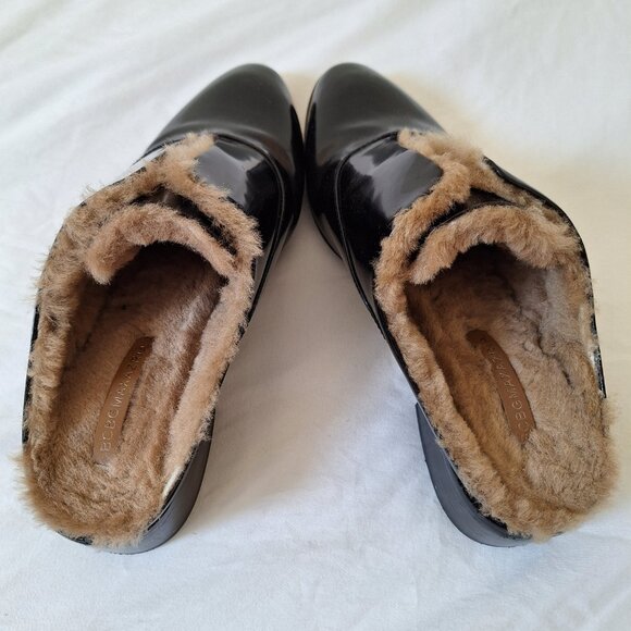 BCBGMaxAzaria Patent-Leather/Faux-Fur Mules - Picture 6 of 6